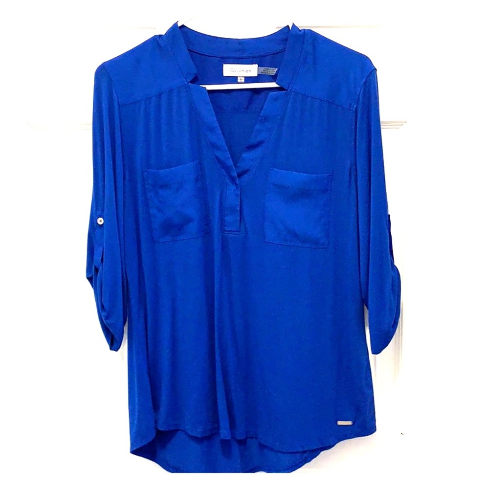 Calvin Klein 3/4 sleeve royal blue shirt